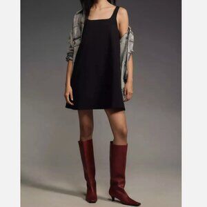 By Anthropologie Sleeveless Black Square-Neck Shift Mini Dress XS